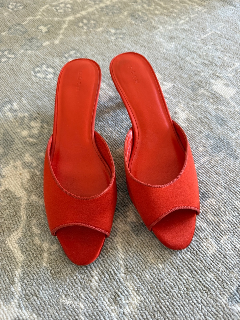 Doen Red Open-Toe Slide Heels - Women